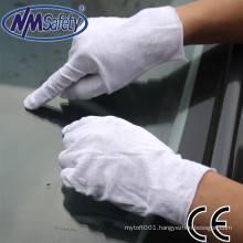 NMSAFETY 100% bleached cotton sewing gloves inspection using safety glove